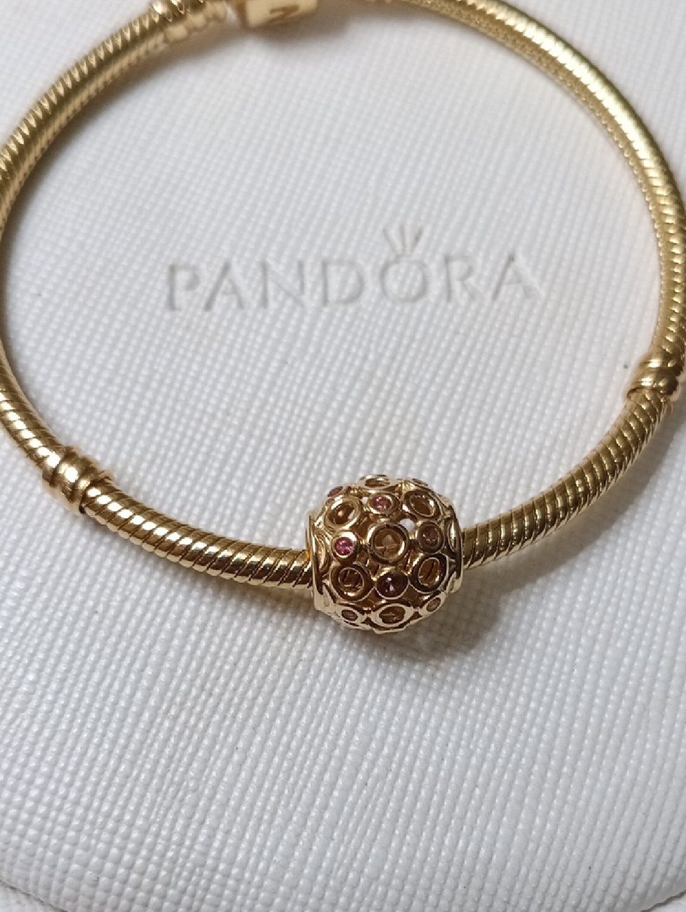 Pandora 14k Gold & Pink Topaz Celtic Circles Charm 1 Only (2 Listed Separately)
